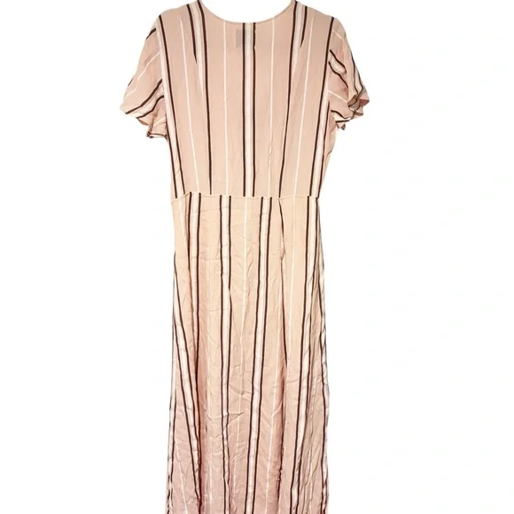 Privacy Please Maxi Sherman Dress in Pink Button Up Tie Side Slits Size Medium - Picture 3 of 7